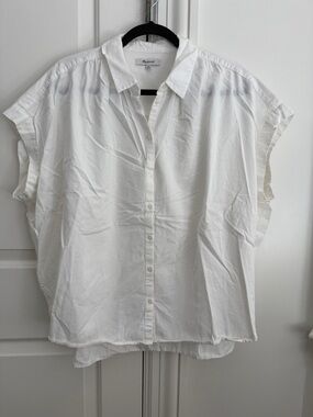Madewell White Button-Front Cap Sleeve Blouse Size XXL